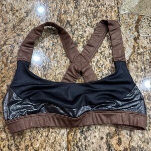 Woman’s JoyLab Black dark silver and Brown metallic Sports Bra